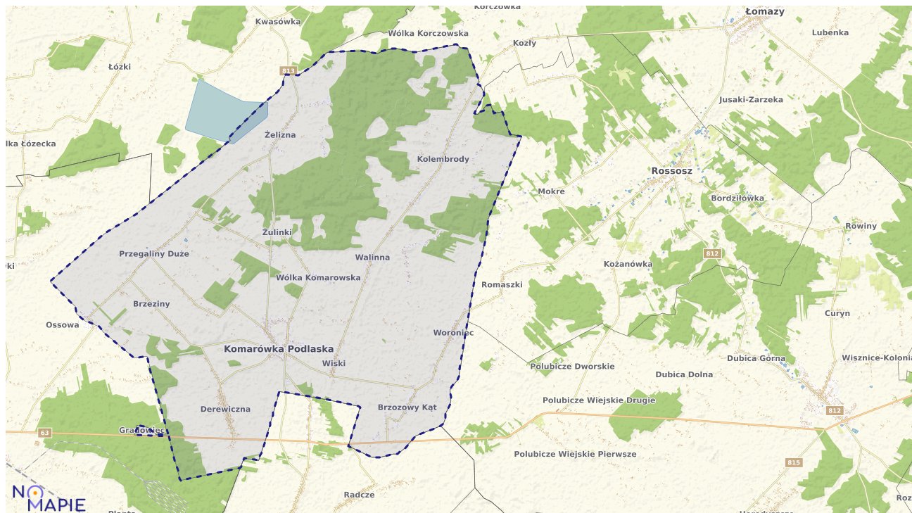 Mapa obszarów ochrony przyrody Komarówki Podlaskiej