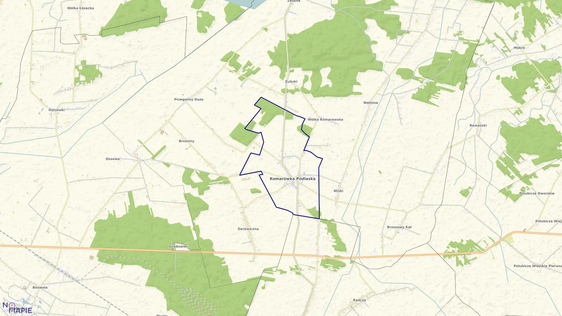 Mapa obrębu KOMARÓWKA PODLASKA w gminie Komarówka Podlaska