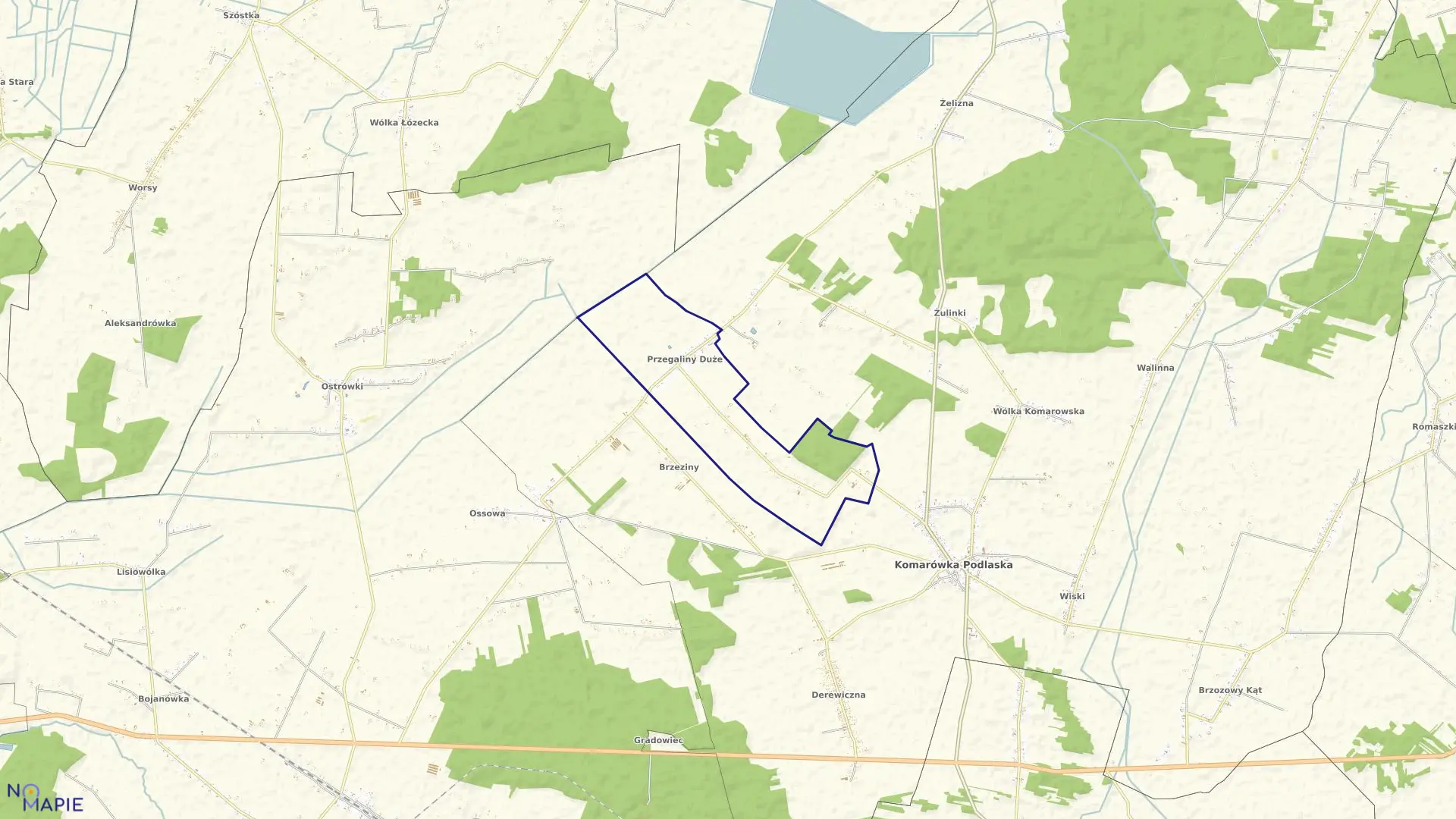 Mapa obrębu PRZEGALINY DUŻE I w gminie Komarówka Podlaska