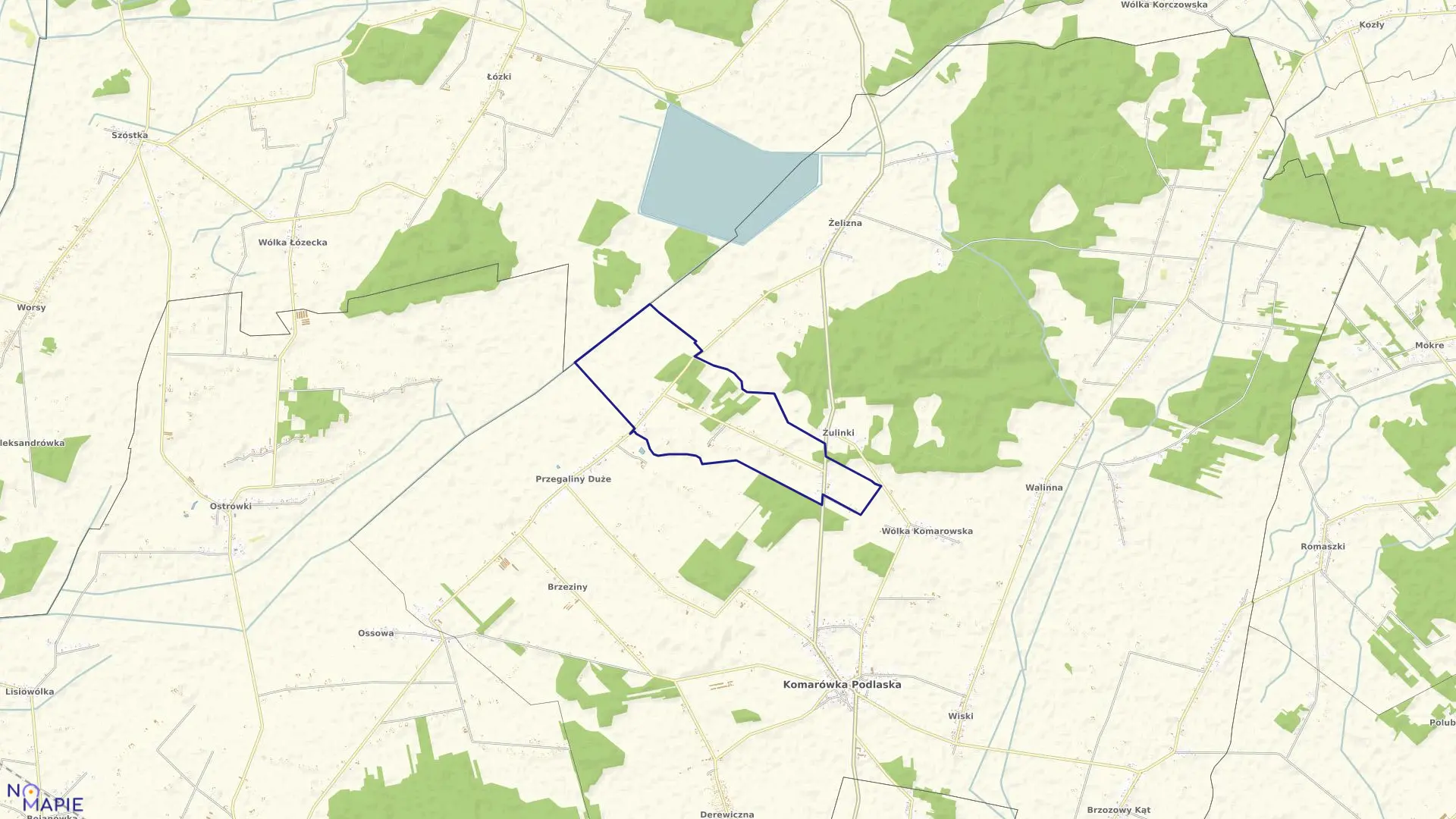 Mapa obrębu PRZEGALINY DUŻE II w gminie Komarówka Podlaska