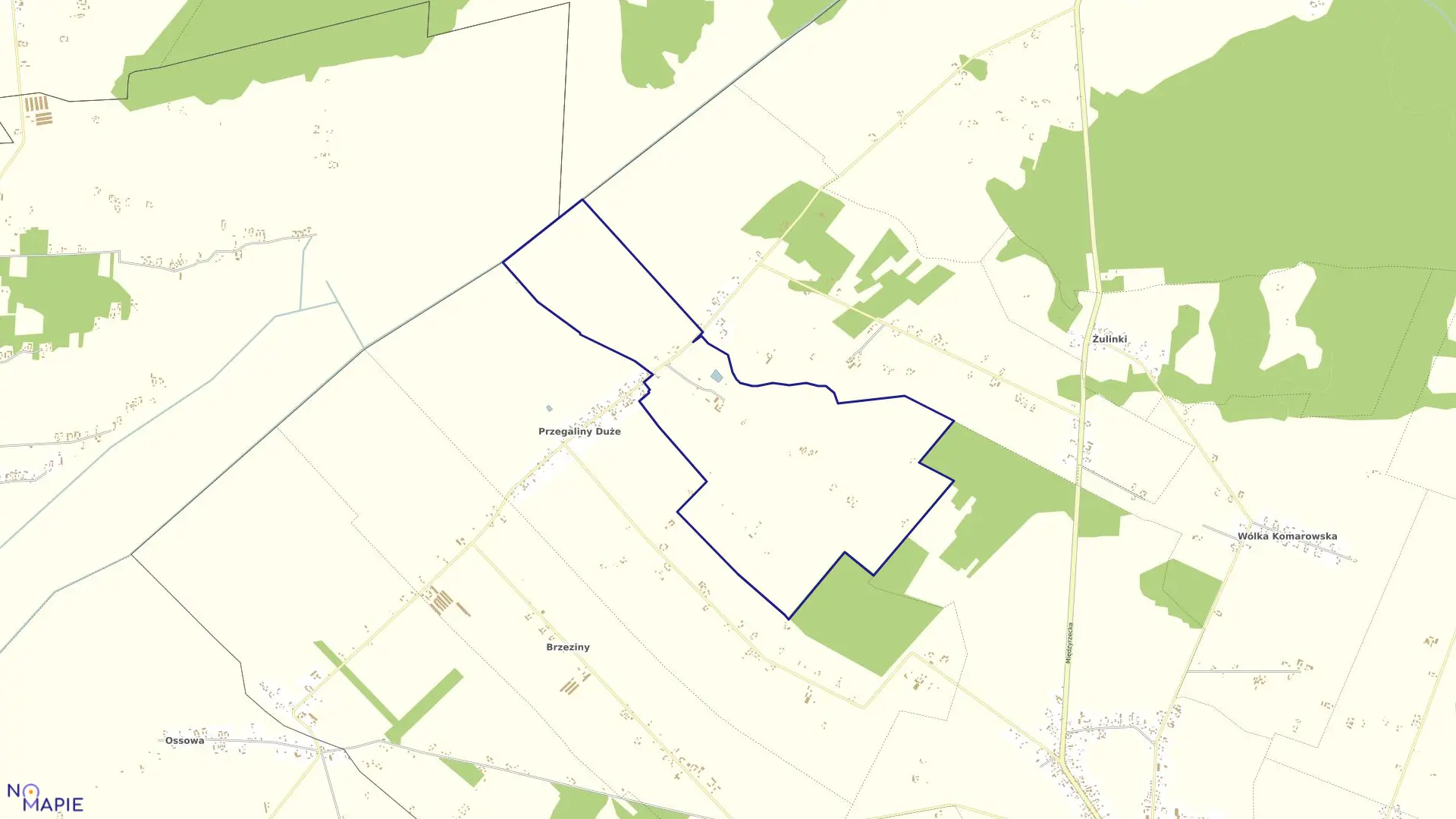 Mapa obrębu PRZEGALINY DUŻE REFORMA w gminie Komarówka Podlaska