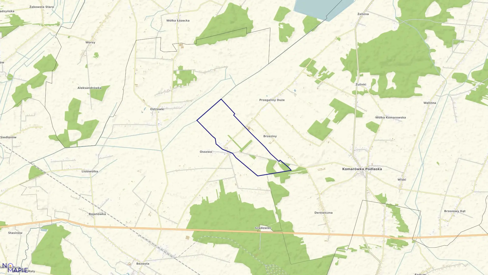 Mapa obrębu PRZEGALINY MAŁE w gminie Komarówka Podlaska