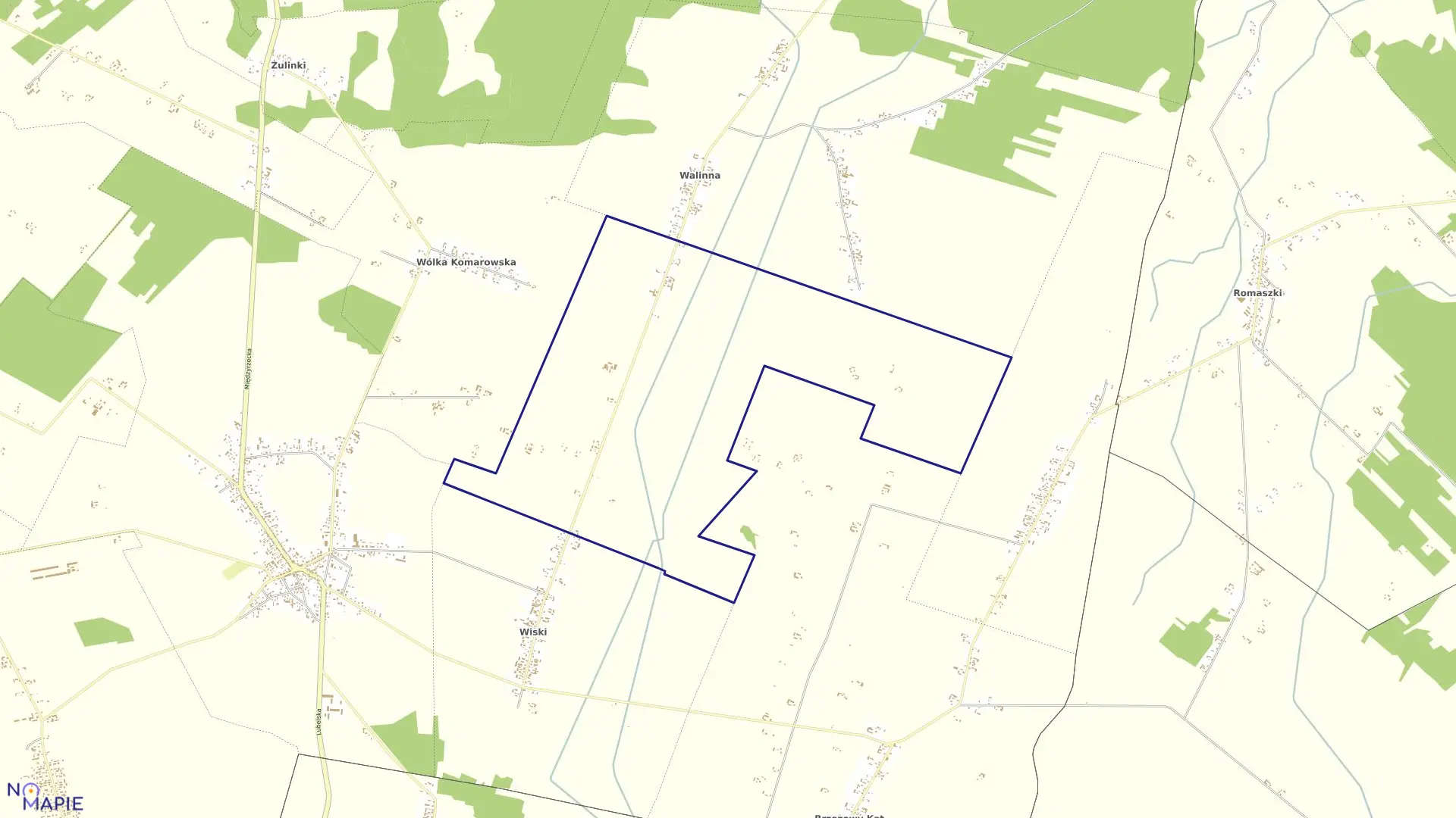 Mapa obrębu WISKI KOLONIA w gminie Komarówka Podlaska